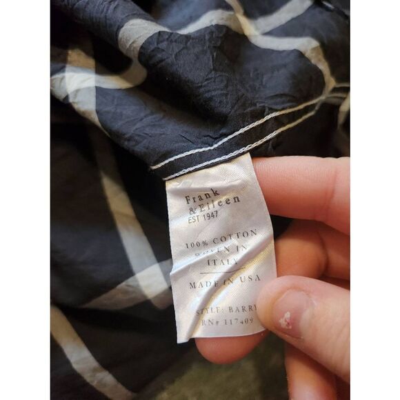 Frank & Eileen Barry Windowpane Texture black&white Cotton Shirt sz Small - Picture 5 of 5